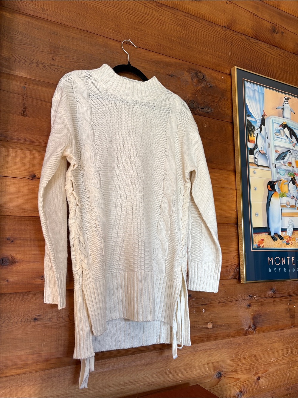 XS Black Tape Side-tied Cotton/Acrylic Sweater